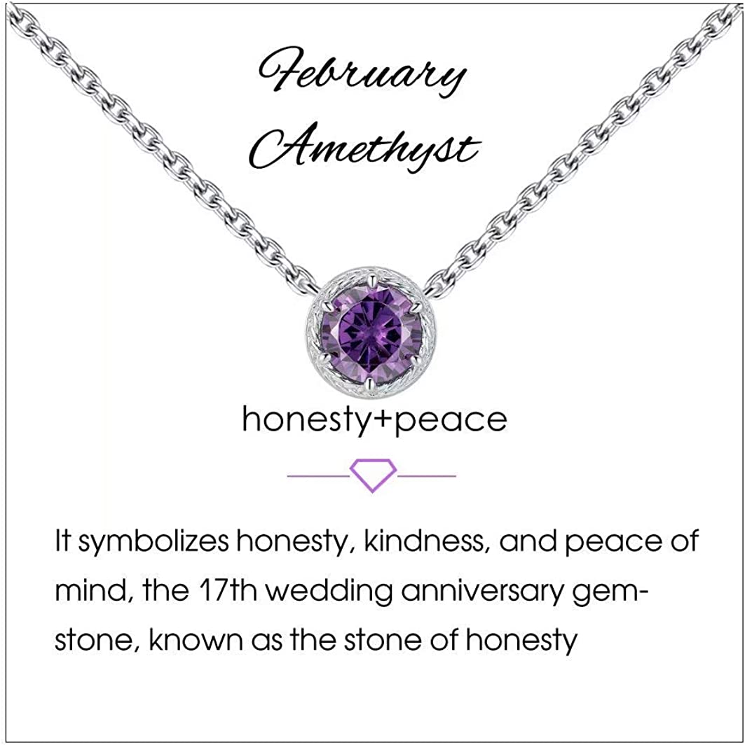 230816045221825_1 Presentski Birthstone Necklace for Women Sterling Silver 925 Solitaire Pendant Dainty Necklace Birthday Gifts for Women Girls Birthstone Necklaces for Mom - Image 1